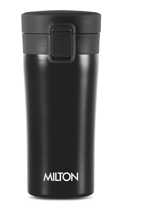 MILTON Coffee Mug Thermosteel Hot or Cold Insulated Mug, 300 ml, Black | Leak Proof | Rust Proof | Tea Mug | Juice Mug | Water Flask | Easy Grip | Easy to Carry
